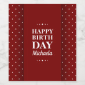 Elegant Polka Dots Happy Birthday Custom Name Wijn Etiket (Enkel label)