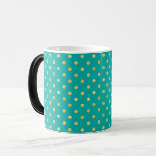Elegant Polka Dots - Mint & Gold- Magische Mok (Voorkant links)