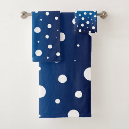 Elegant polka dots - Ocean Blue en White Bad Handdoek