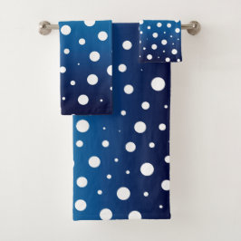 Elegant polka dots - Ocean Blue en White Bad Handdoek