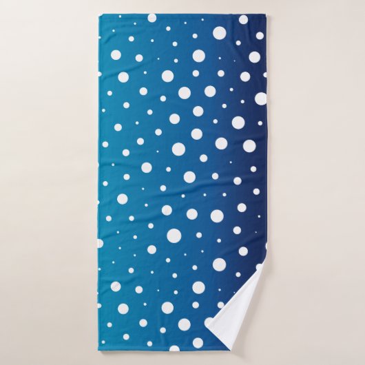 Elegant polka dots - Ocean Blue en White Badhanddoek (Badhanddoek)