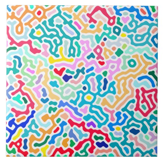 Elegant polka dots - Ocean Blue en White Tegeltje (Voorkant)