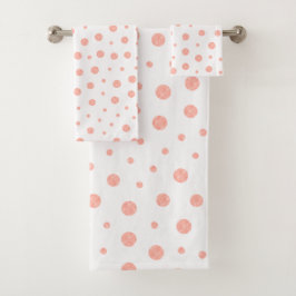 Elegant polka dots - Soft Pink Gold White Bad Handdoek