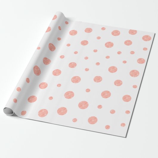 Elegant polka dots - Soft Pink Gold White Cadeaupapier (Uitgerold)