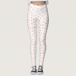 Elegant polka dots - Soft Pink Gold White Leggings