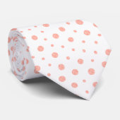Elegant polka dots - Soft Pink Gold White Stropdas (Opgerold)