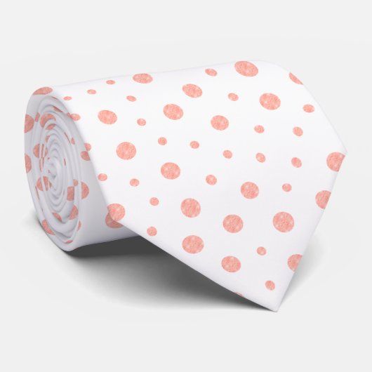 Elegant polka dots - Soft Pink Gold White Stropdas (Opgerold)