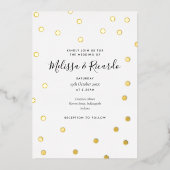 Elegant Polka Dots Weddenschap Gold Folie Uitnodiging (Voorkant)