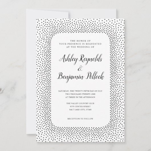 Elegant Polka Dots Wedding Invitation Kaart (Voorkant)