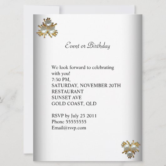 Elegant Polka Dots White Black Gold Party Kaart (Achterkant)