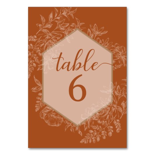 Elegant Polygon Geometric Floral Terra Cotta Kaart (Achterkant)