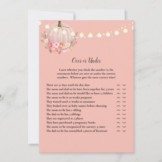 Elegant pomkin over of onder Baby shower Kaart (Voorkant)