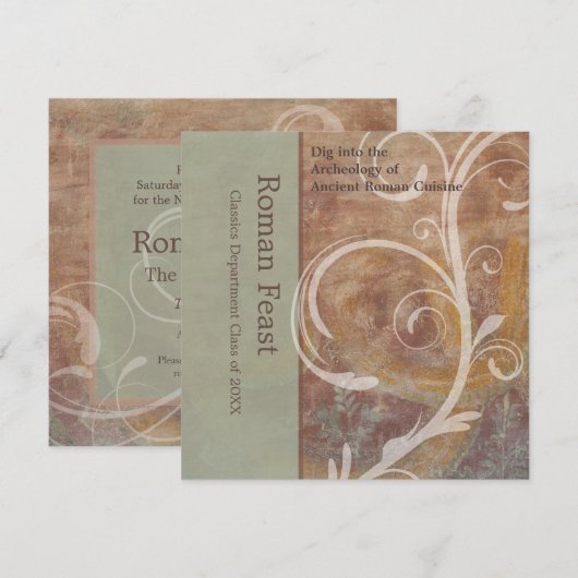 Elegant Pompeii Reds, Groenen Romeinse feesten Kaart (Voorkant / Achterkant)