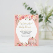 Elegant pompoen baby meisje douche Roos goud Aankondigingskaart (Staand voorkant)