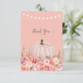 Elegant pompoen Baby shower dank u Roos Gold Bedankkaart (Staand voorkant)