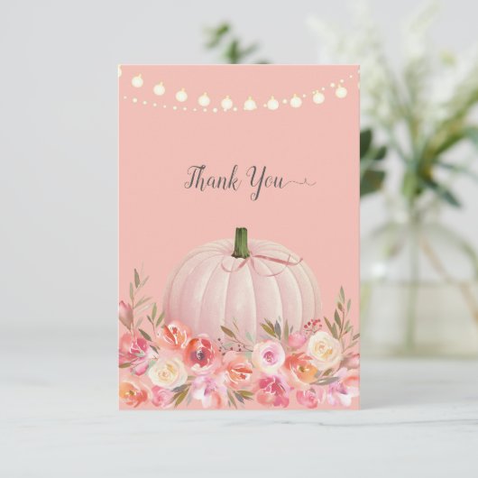 Elegant pompoen Baby shower dank u Roos Gold Bedankkaart (Staand voorkant)