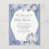 Elegant pompoen Baby shower Dusty Blue Aankondigingskaart (Voorkant)