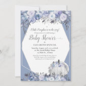Elegant pompoen Baby shower Dusty Blue Kaart (Voorkant)