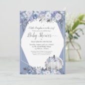 Elegant pompoen Baby shower Dusty Blue Kaart (Staand voorkant)