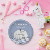 Elegant pompoen Baby shower Dusty Blue Papieren Bordje (Feest)