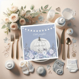 Elegant pompoen Baby shower Dusty Blue Servet