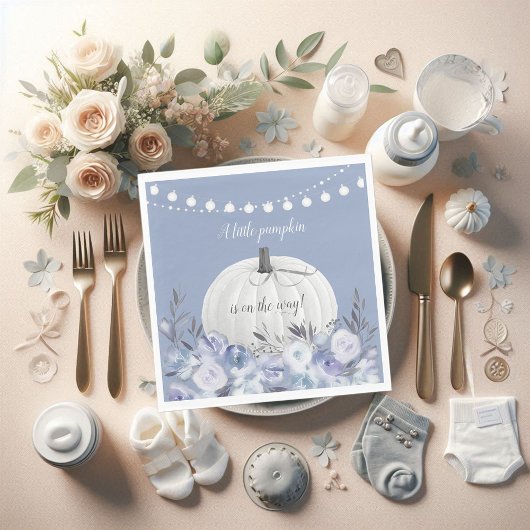 Elegant pompoen Baby shower Dusty Blue Servet