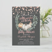 Elegant pompoen, bladeren, Roos Baby shower Kaart (Staand voorkant)