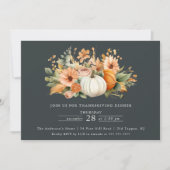 Elegant Pompoen Bloemen Thanksgiving Diner Kaart (Voorkant)