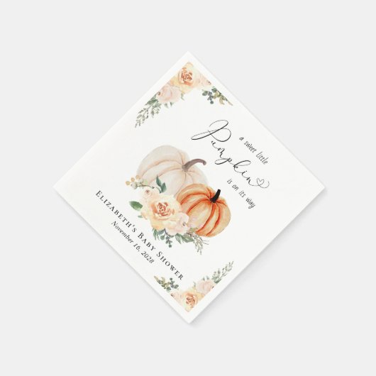 Elegant pompoen bloemenWaterverf Baby shower Servet (Hoek)