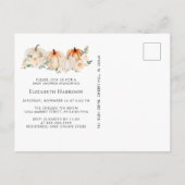 Elegant pompoen bloemenWaterverf Baby shower Uitnodiging Briefkaart (Achterkant)