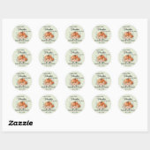 Elegant pompoen bloemig Baby shower dank u Ronde Sticker (Vel)