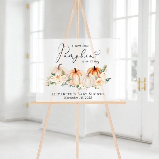 Elegant pompoen bloemig Baby shower welkom Acryl Bord