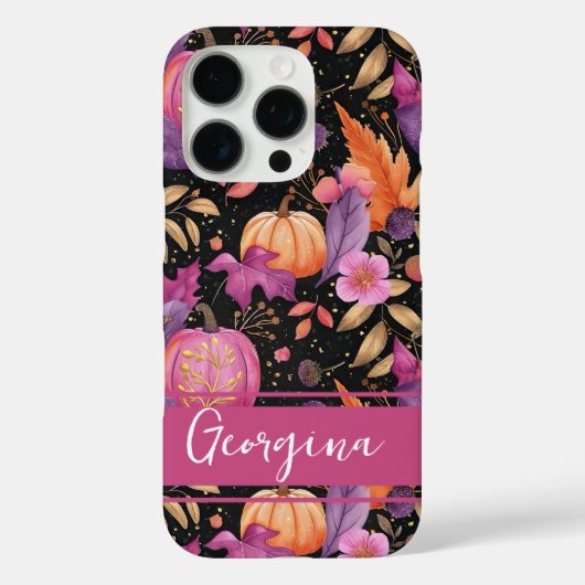Elegant Pompoen en bloemen herfst patroon Case-Mate iPhone Case (Achterkant)