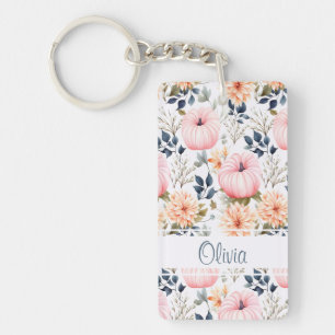 Elegant Pompoen en bloemen herfst patroon Sleutelhanger