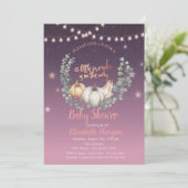 Elegant pompoen, Floral, String Lights Baby shower Kaart (Staand voorkant)