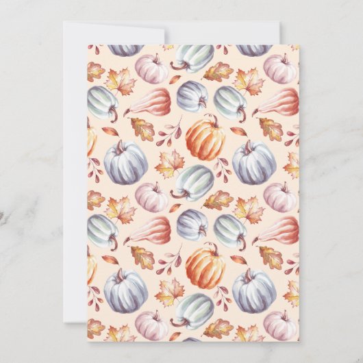 Elegant pompoen Herfst herfst bloemenBaby shower Kaart (Achterkant)