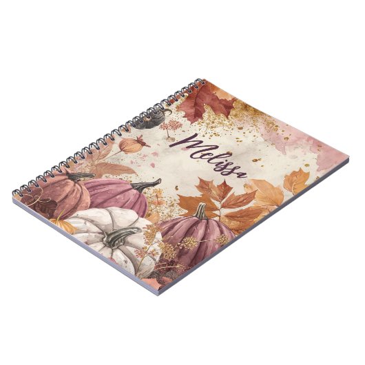 Elegant pompoen herfst patroon notitieboek (Linkerzijde)