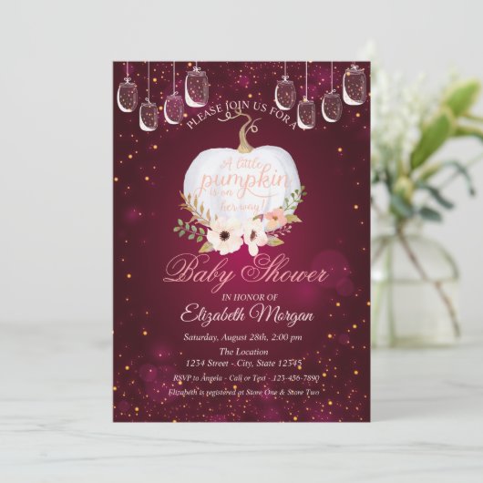 Elegant pompoen, lampjes, Baby shower van Floral B Kaart (Staand voorkant)