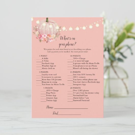 Elegant pompoen op je Baby shower Kaart (Staand voorkant)