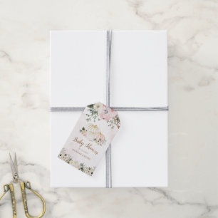 elegant pompoen roze floreel baby shower monogram cadeaulabel