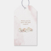 elegant pompoen roze floreel baby shower monogram cadeaulabel (Achterkant)