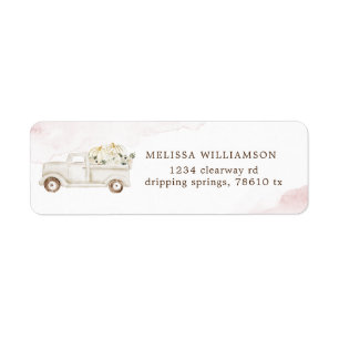 elegant pompoen roze floremadres etiket