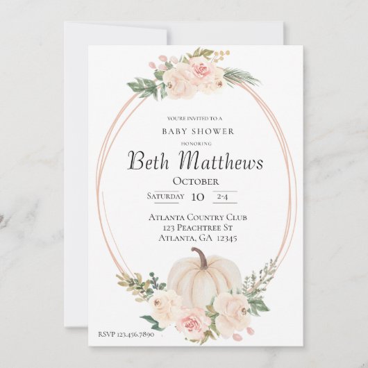 Elegant pompoen thema Baby shower Invitation Kaart (Voorkant)