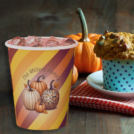 Elegant Pompoen Waterverf gepersonaliseerd patroon Papieren Bekers