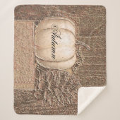 Elegant pompoen wit goud metallic Herfst land Sherpa Deken (Voorkant)