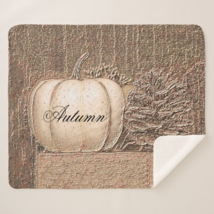 Elegant pompoen wit goud metallic Herfst land Sherpa Deken