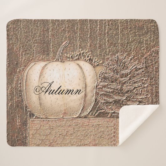 Elegant pompoen wit goud metallic Herfst land Sherpa Deken (Voorkant (horizontaal))