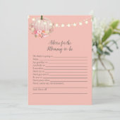 Elegant pompoenadvies voor mammie Baby shower game Kaart (Staand voorkant)