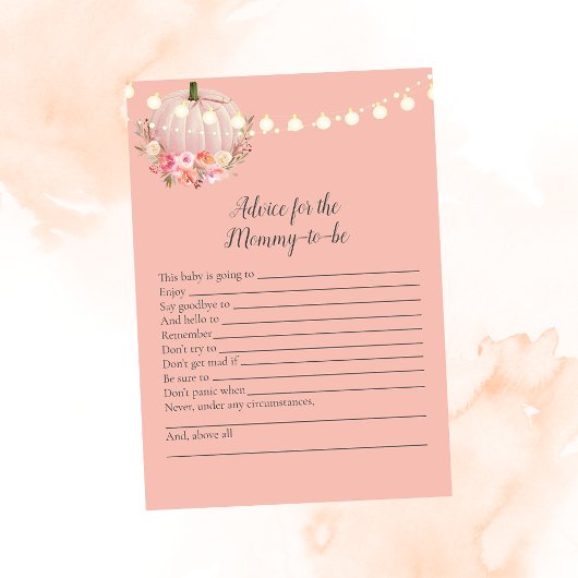 Elegant pompoenadvies voor mammie Baby shower game Kaart