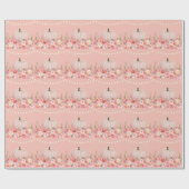 Elegant pompoenpatroon | blozend roze cadeaupapier (Vlak)